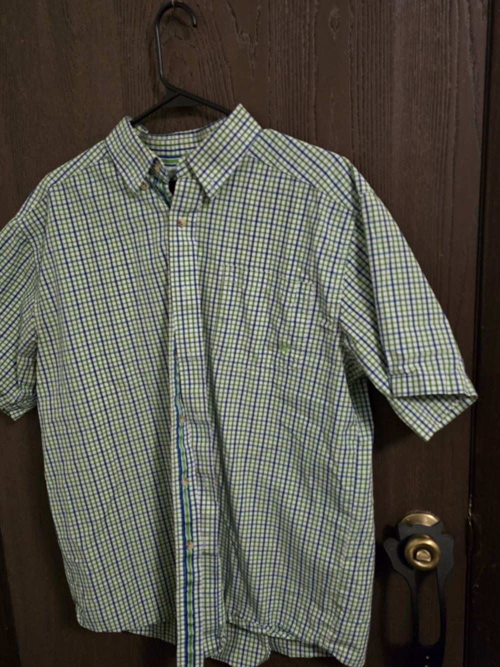 Ariat Short-Sleeve Blue & Green Plaid Button-Down Shirt